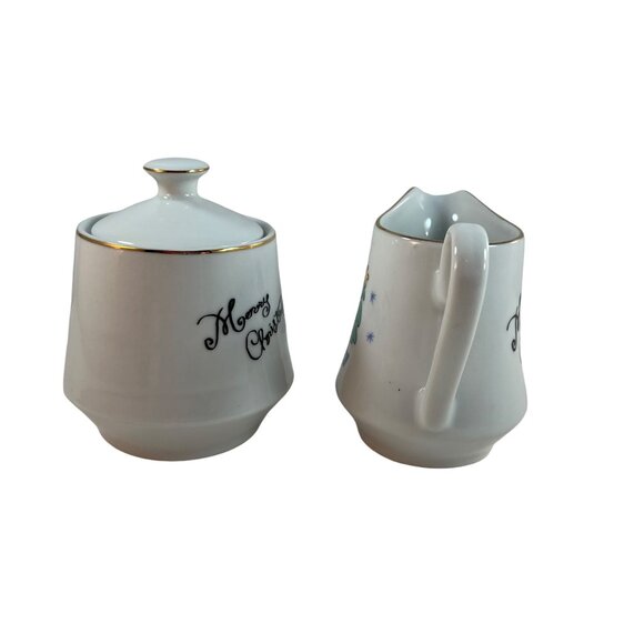 Merry Brite Sugar Bowl Creamer Set Christmas Tree Merry Christmas - Picture 4 of 11